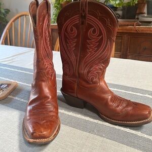 Ariat Brown Western Boots with Red Stitching